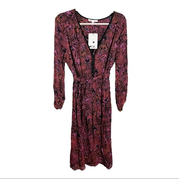 DR2 Dresses & Skirts - DR2 Women's Midi Dress - Pink and Black Floral